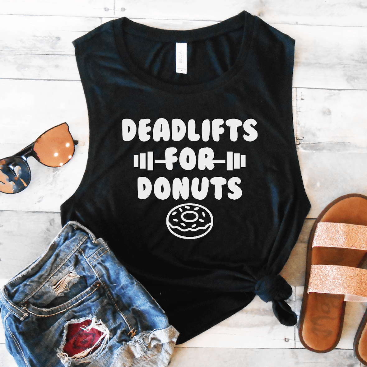Deadlifts for Donuts Athletic Tank Top Gym Top Muscle Tank Workout