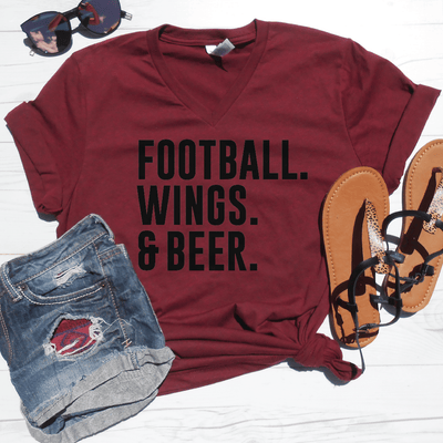 Football Wings & Beer V-Neck Tee