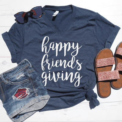 Happy Friends Giving V-Neck Tee