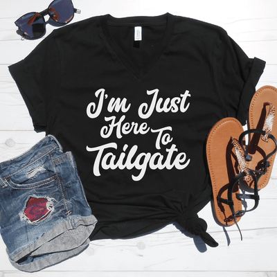 I'm Just Here To Tailgate V-Neck Tee