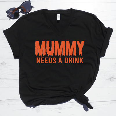 Mummy Needs A Drink V-Neck Tee