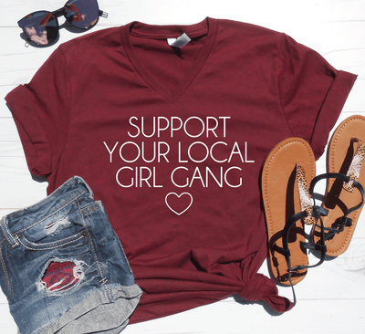 Support Your Local Girl Gang V-Neck Tee