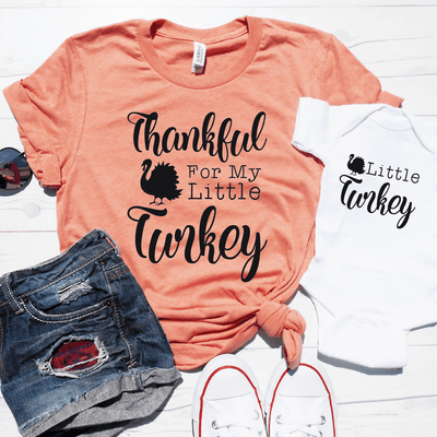 Thankful For My Little Turkey And Little Turkey Shirt Set
