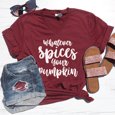 Whatever Spices Your Pumpkin V-Neck Tee